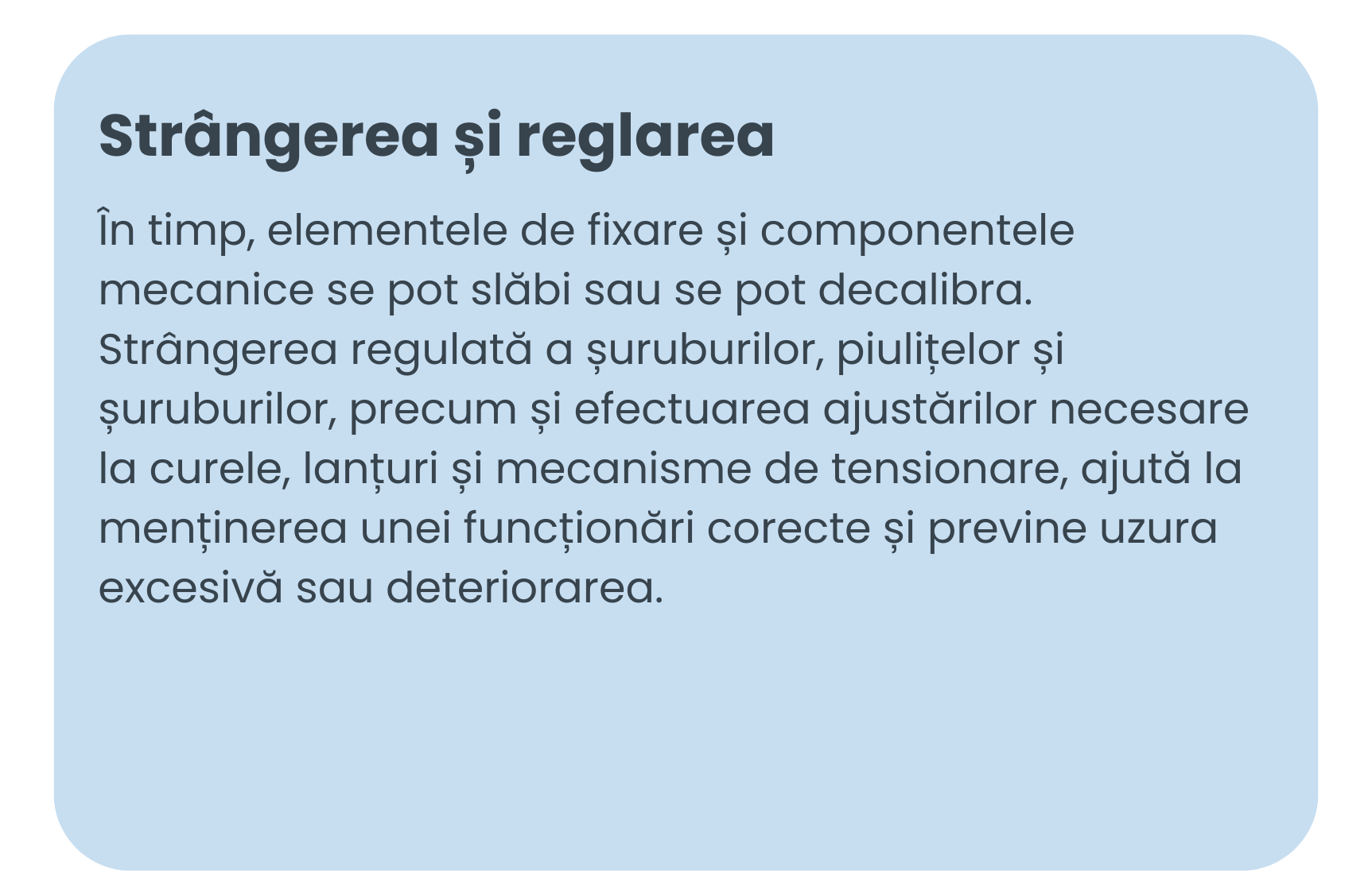 Strângerea și reglarea
